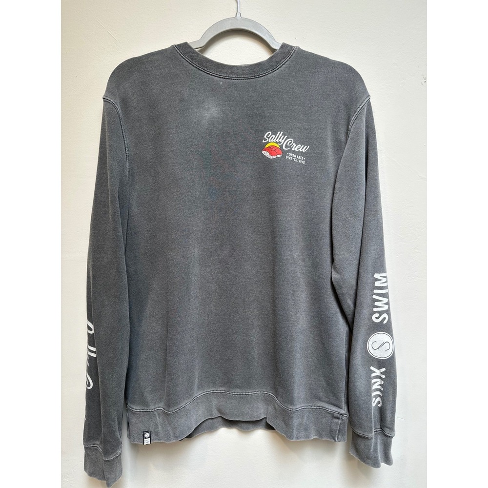 Salty Crew Sushi Sweatshirt WMS Medium Gray Graphic Crewneck Pullover Beach Cozy